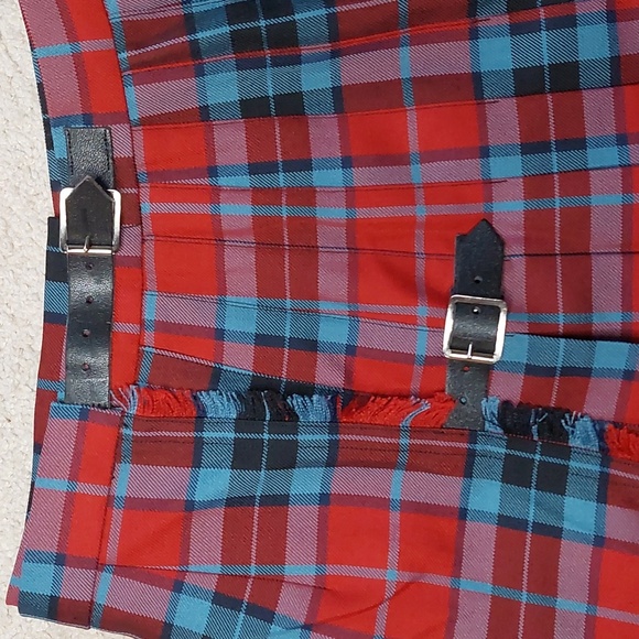 Scottish House Red Blue Tartan Kilt Sz S - Picture 3 of 8